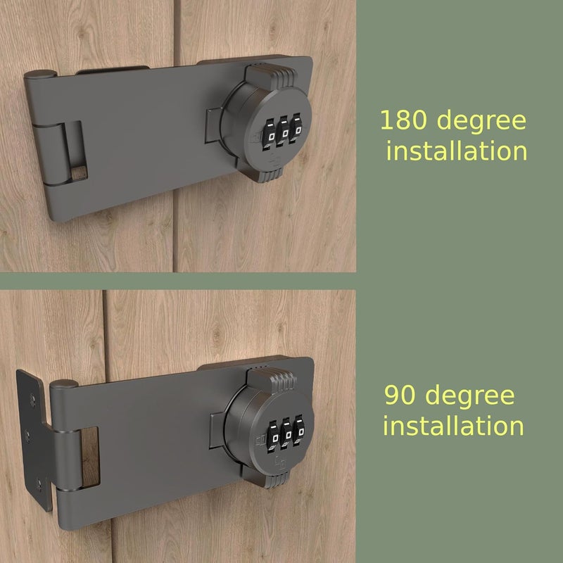 RETRIN Keyless Combination Lock – 3-Digit Combination Lock for Cabinet Doors – Twist Knob Hasp Latch Lock with Password Code – Zinc Alloy Cabinet Door Latch for Kitchen Drawers, Cabinets, Cupboard (Grey) - Image 3